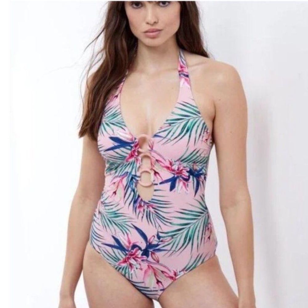 NWT Modern Profile by Gottex One Piece Swimsuit in Pink Tropical Floral size 8